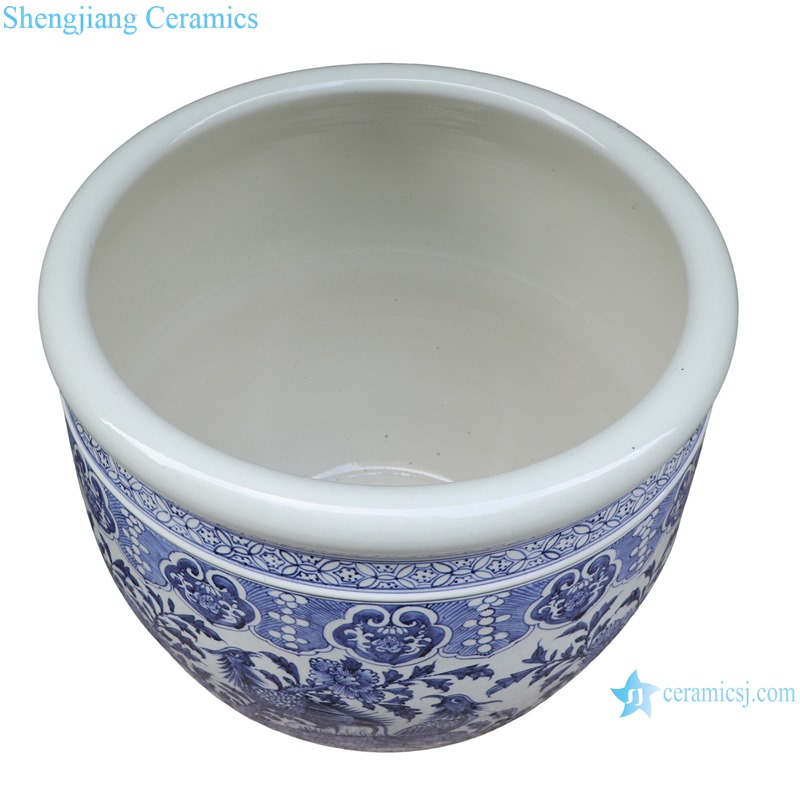RZSD06-A Jingdezhen handmade blue and white flower birds design ceramic pots 