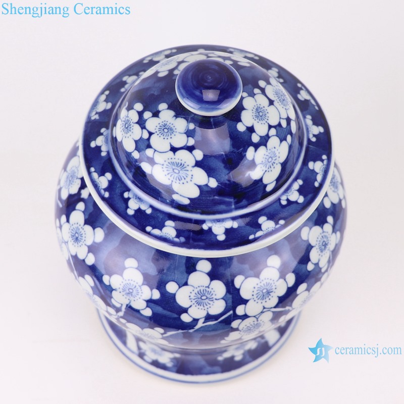 RZSI01 handmade blue and white plum design ceramic ginger jar 