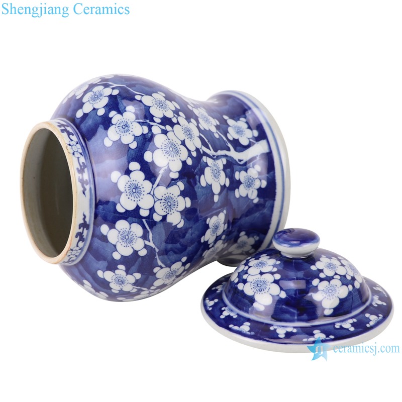 RZSI01 handmade blue and white plum design ceramic ginger jar 