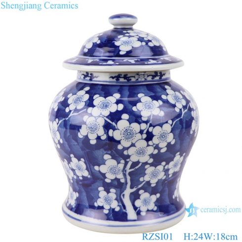 RZSI01 Jingdezhen handmade blue and white porcelain plum blossom design flower ceramic storage ginger jars