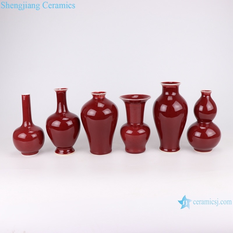 RZSK06 red glaze flower Mushroom vase