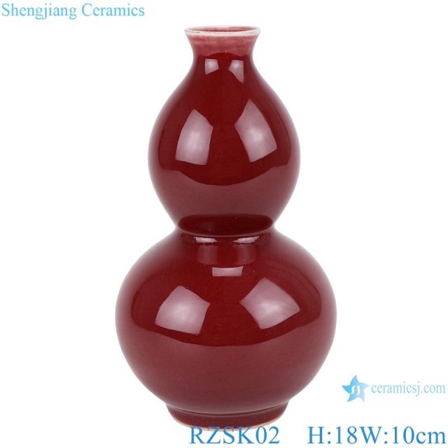 RZSK02 Chinese red glaze gourd ceramic vase