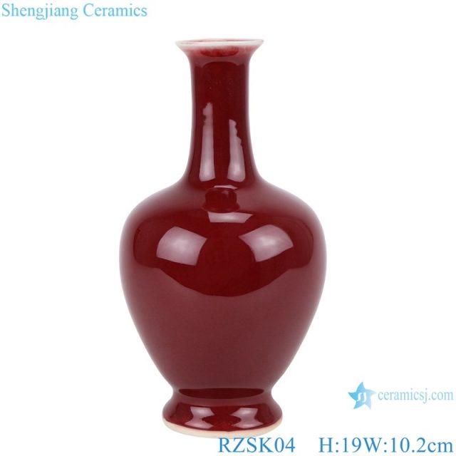 RZSK04 antique red glaze Small long neck vase for home deco
