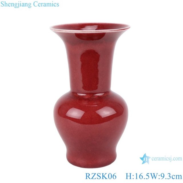 RZSK06 Chinese antique red glazed flower Mushroom vase for home deco