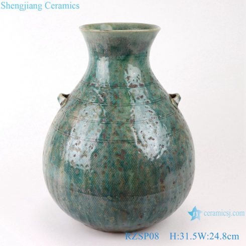 RZSP08 Jingdezhen green glazed porcelain vase for living room decoration 