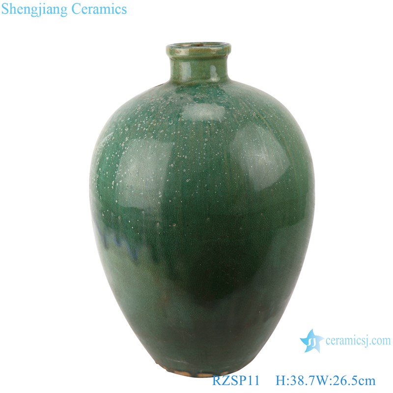 RZSP011 Antique color green glazed ceramic vase home living room table decoration flower arrangement