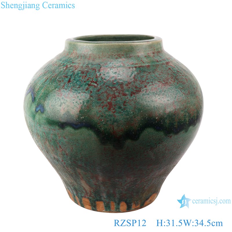 RZSP012 Antique Color green glazed ceramic Vase table decoration dry flower tabletop room decoration flower pot