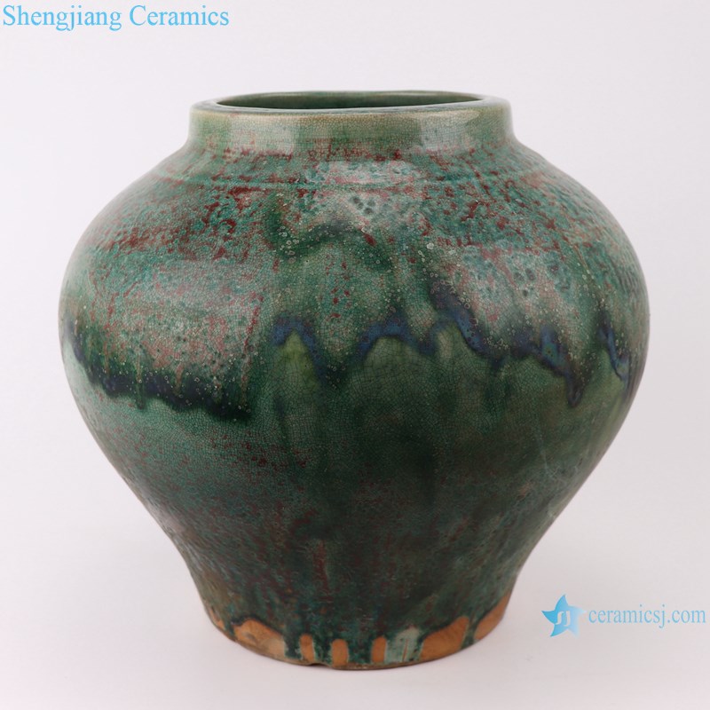 RZSP012 Southeast Asia green glazed ceramic flower home living room table decoration creative decoration dry flower vase