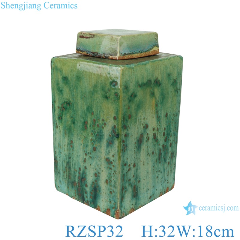 Green color glazed  kiln variable Ceramic  square porcelain pot