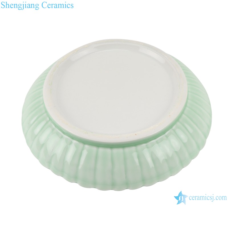 RZSW01 Pea green porcelain plate with trimmed edges