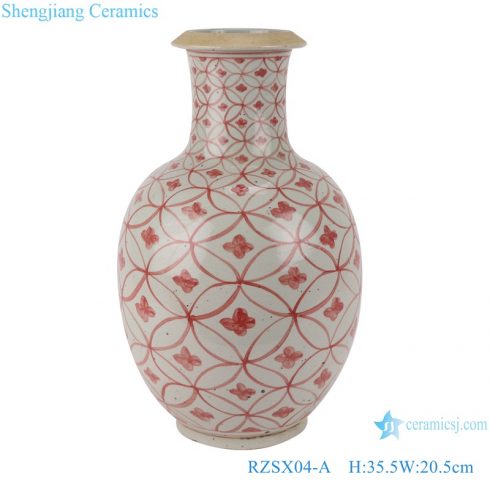 RZSX04-A Alum red copper money design pattern stick table vase