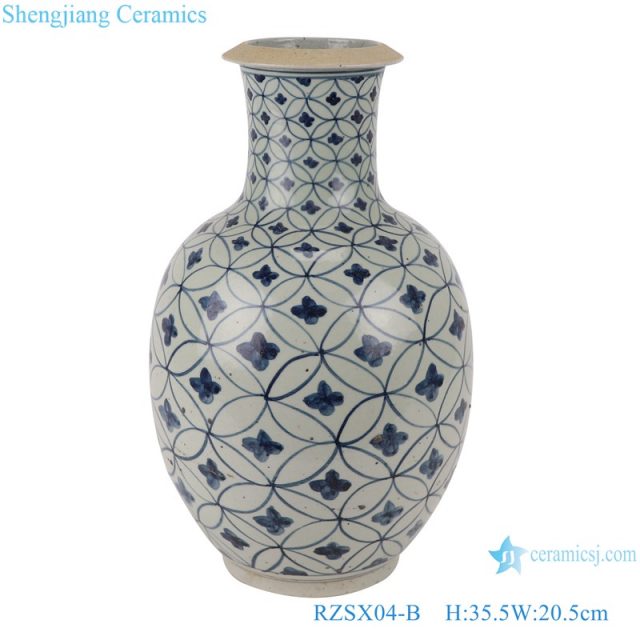 RZSX04-B Blue and white porcelain copper design vase with stick pattern