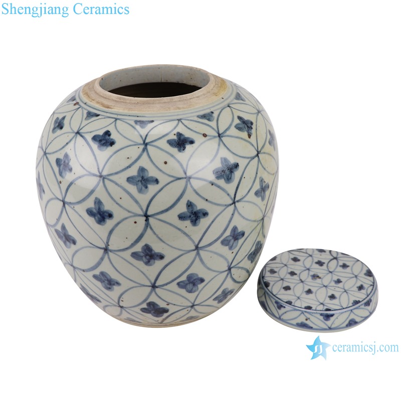 RZSX07-A Blue and white copper money grain tea jar ceramic storage jar