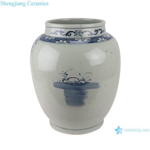RZSX10 Antique blue and white flower and bird storage pot ceramic vase