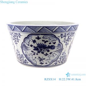 RZSX14 Blue and white porcelain fish algae-grain flower pot pond