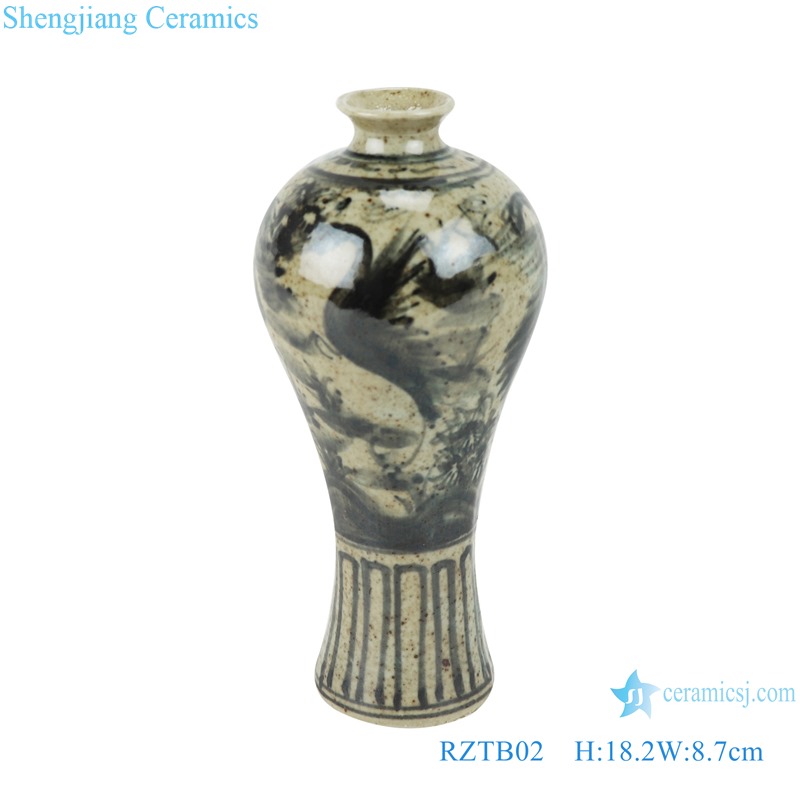 RZTB02 Antique blue and white porcelain hand painted flower and bird pattern ceramic tabletop vase
