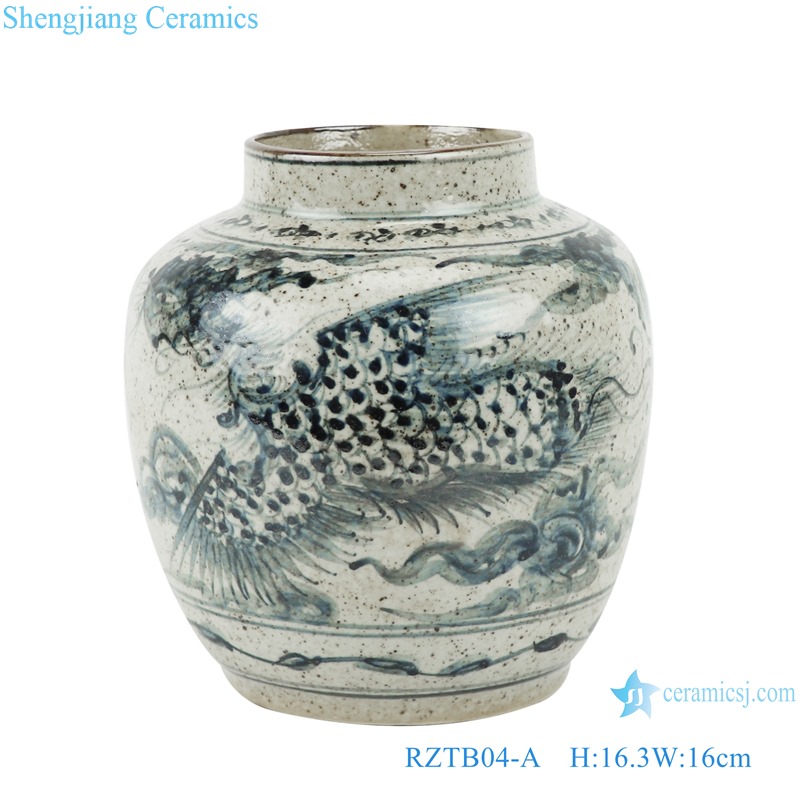 RZTB04-A Archaize blue and white porcelain phoenix grain ceramic small pot