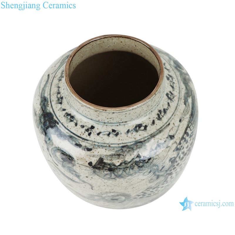 Archaize blue and white freehand style phoenix grain small pot
