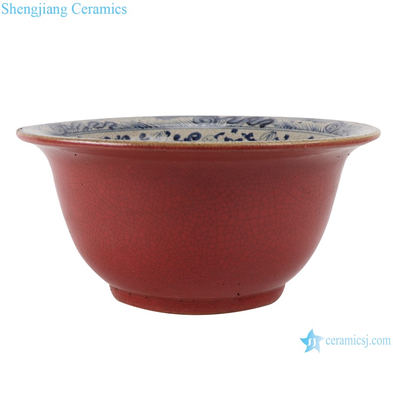 RZTL04 Blue and white bowl with cracked lion pattern