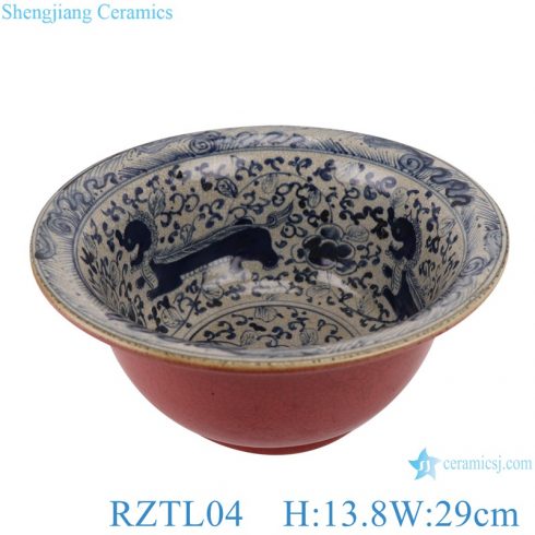 RZTL04 Antique bowl with cracked lion pattern ceramic bowl