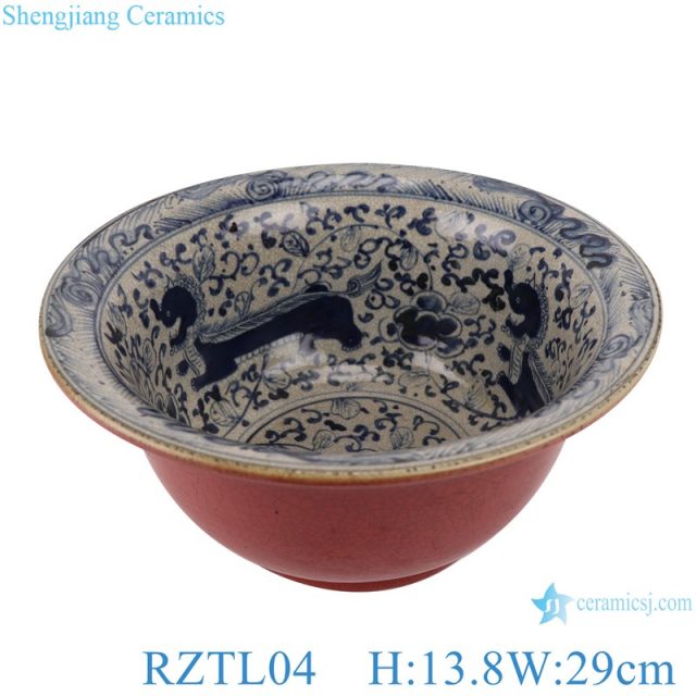 RZTL04 Antique bowl with cracked lion pattern ceramic bowl