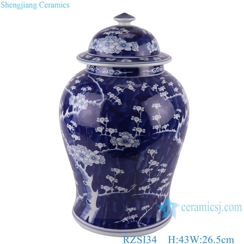 Jingdezhen Porcelain Ice Plum Ceramic Storage General Pot Lidded Temple Jars