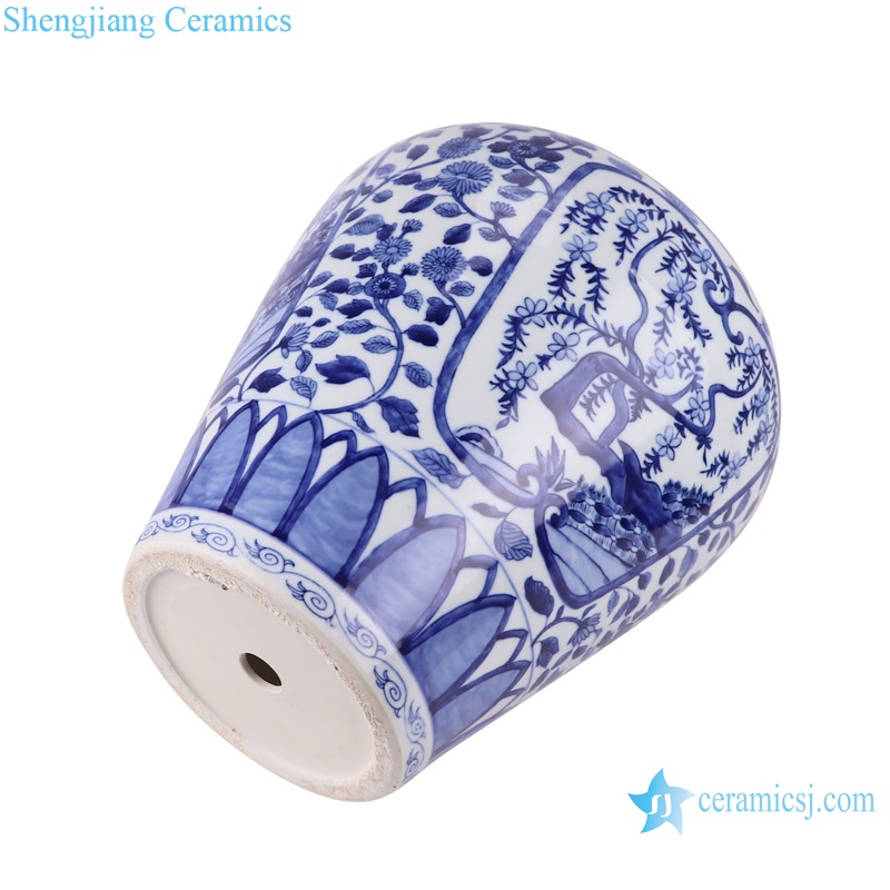 RZUL03 Antique Blue and white Flower Design Open window Ceramic Storage Pot Tabletop Vase