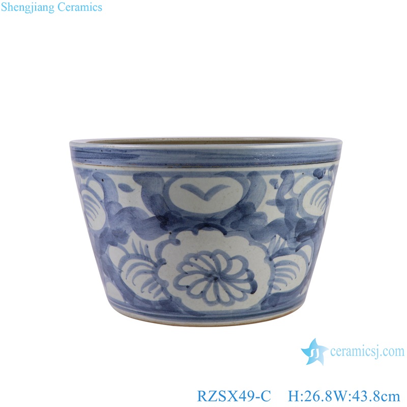 RZSX49-C Jingdezhen Handpainted Sunflower Round shape cylinder Ceramic Big flower Pot 