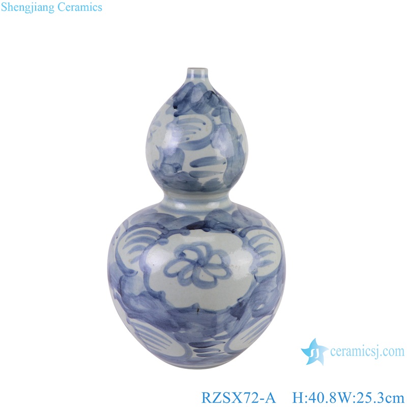 RZSX72-A Blue and White Porcelain Sunflower Patterns Gourd shape Ceramic Flower Vase