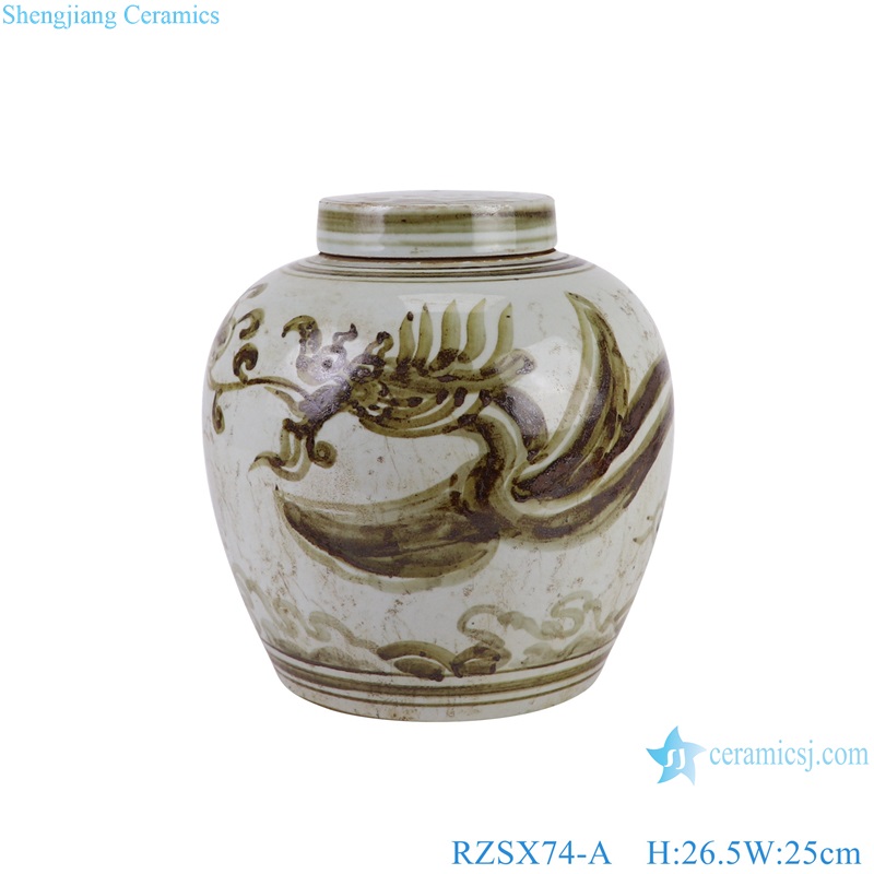 RZSX74-A Antique Color underglaze Dragon Pattern Ceramic Lidded Pot Tea Canisters