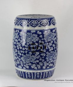 RYLU18-D_Ceramic Blue And White Floral Drum Stool