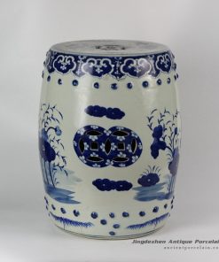 RYLU18_Hand painted blue and white chinese ceramics stools floral design