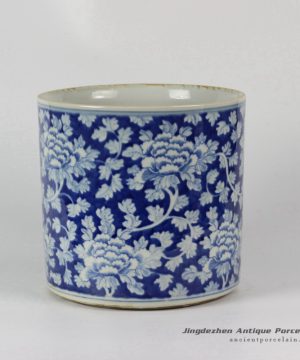 RYLU24-B_Blue & White Floral design Ceramic Pen Holder