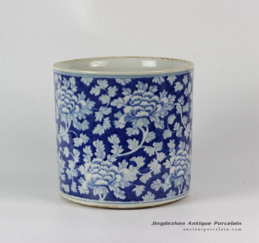 RYLU24-B_Blue & White Floral design Ceramic Pen Holder
