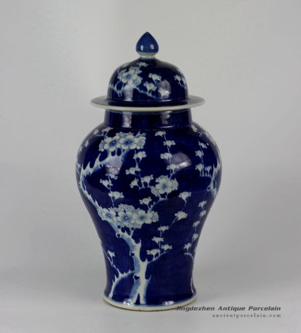 RYLU35_ Hand painted Plum blossom Blue White Ceramic Ginger Jar