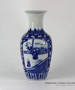 RYLU37_Hand painted Blue and White Porcelain Medallion Vases