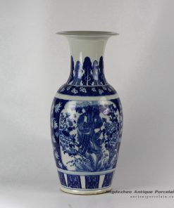 RYLU39_Hand painted Blue and White Medallion Floral Bird Vases