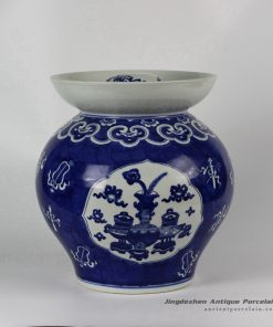 RYLU40_Hand painted Blue White Eight Treasure Ceramic Pickle Jar