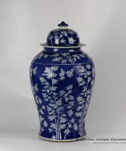 RYLU45_Ceramic Hand painted Bamboo Blue and White Ginger Jar