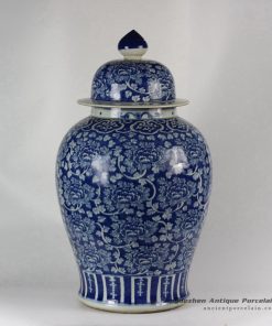 RYLU47_Hand painted Flower Design Blue and White Temple Jars