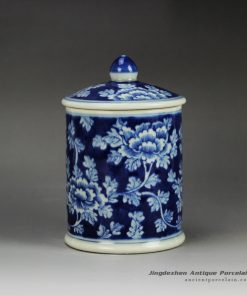 RYLU59-E_Blue and white treasure storage lidded tin jar