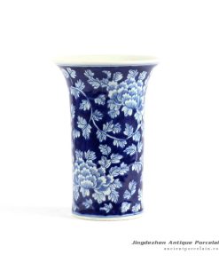 RYLU75_ PEONY flower pattern hand painted blue and white ceramic vases for cheap