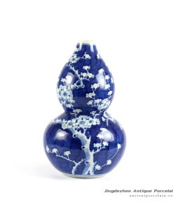 RYLU76-B_calabash shaped blue and white hand painted ceramic vases wholesale
