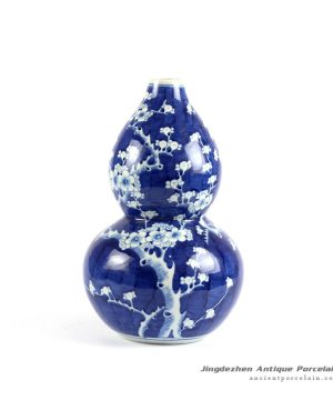 RYLU76-B_calabash shaped blue and white hand painted ceramic vases wholesale