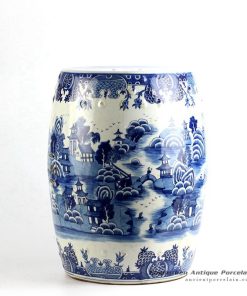 RYLU91-B_South China water town pattern hand made ceramic blue white patio seat