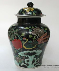 RYQQ18_15inch Hand painted Qing dynasty reproduction Plain tricolour Ceramic Ginger Jar