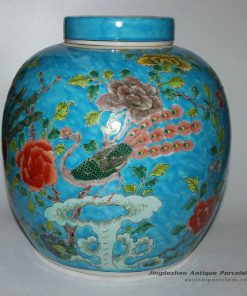 RYQQ28_ Flower bird design Qing dynasty reproduction Ceramic Melon Jar