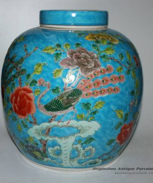 RYQQ28_ Flower bird design Qing dynasty reproduction Ceramic Melon Jar