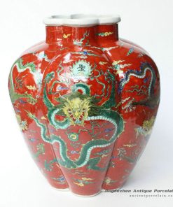 RYQQ32_14inch Plain tricolour Red Dragon Ceramic Vase