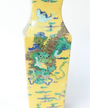 RYQQ33_17inch Hand painted Square Lion design Ceramic Vase